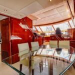 Interior dining area of 95 ft yacht, ideal for group dining experiences in Dubai