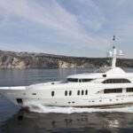 180 ft Ultra Luxury Yacht 17 Guest 6 The yacht elegantly sailing in Dubai's waters, capturing the essence of a High-End Yacht Tours Dubai experience