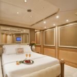 180 ft Ultra Luxury Yacht 17 Guest 7 Double bed guest cabin in the yacht, offering a peaceful retreat, included in the Ultra Luxury Yacht Rental Dubai