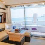 Stylish and cozy interior of the 48 ft yacht, reflecting luxury and comfort for an exclusive Dubai yacht charter