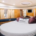 Comfortable double bed cabin in the motor yacht, ensuring restful moments during your yacht booking