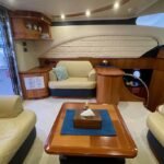 Interior relaxation area on the 50 ft yacht, ideal for guests during a Half-Day Yacht Charter Dubai