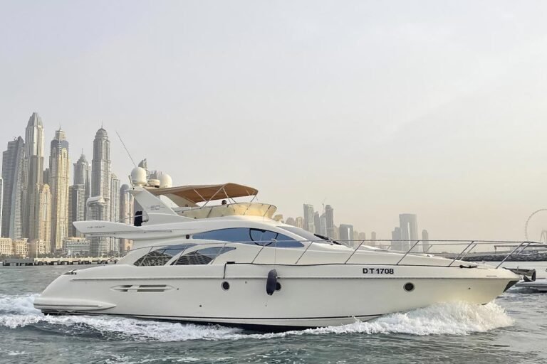 General view of the 50 ft yacht, showcasing its luxury for a Half-Day Yacht Charter Dubai