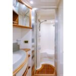 Bathroom in the yacht's cabin, adding convenience to your yacht in Dubai experience