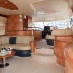 Cozy interior lounge of the yacht, designed for comfort on a Private Yacht for Family and Friends yacht tour in Dubai