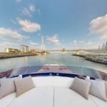 Lounge area inside the yacht, a luxurious space for relaxation during your luxury boat cruise Dubai