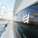 Side deck of the 67 ft yacht, offering a prime spot for leisure and entertainment, reflecting the value of our Dubai boat cruise cost