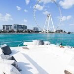 Deck of the 67 ft yacht, offering a prime spot for leisure and entertainment, reflecting the value of our Dubai boat cruise cost