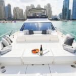 Relaxation area on the 67 ft yacht, ideal for guests seeking a luxurious luxury boat cruise Dubai