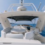 Spacious deck of the 68 ft yacht, ideal for socializing and enjoying Dubai's scenic views on a private yacht excursion