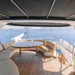 Relaxation area on the 75 ft yacht, ideal for guests looking for Dubai yacht hire deals
