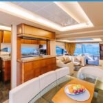 Dining area inside the yacht, enhancing the dining experience within the Dubai yacht hire deals