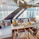 78 ft Ultra Luxury Yacht 15 Guest 3 Exterior lounge area on the yacht, part of our expert yacht rental advice in Dubai