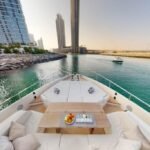 78 ft Ultra Luxury Yacht 15 Guest 8 Al fresco dining space on the yacht's deck, offering guests a taste of the lavish lifestyle associated with cost of yacht rental in Dubai