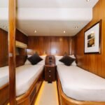 Twin single bed cabin, suitable for guests looking for value in Dubai daily yacht rental