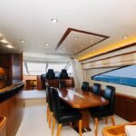 Dining area inside the yacht, enhancing the dining experience within the daily luxury yacht Dubai