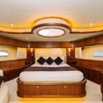 Double bed cabin in the yacht, offering a peaceful retreat, included in the Dubai daily yacht rental cost