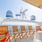 Relaxation area on the 82 ft yacht, ideal for a luxurious daily luxury yacht Dubai experience