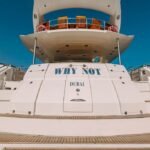 Deck of the 82 ft yacht, a prime spot for leisure and entertainment, reflecting the value of our Dubai daily yacht rental cost